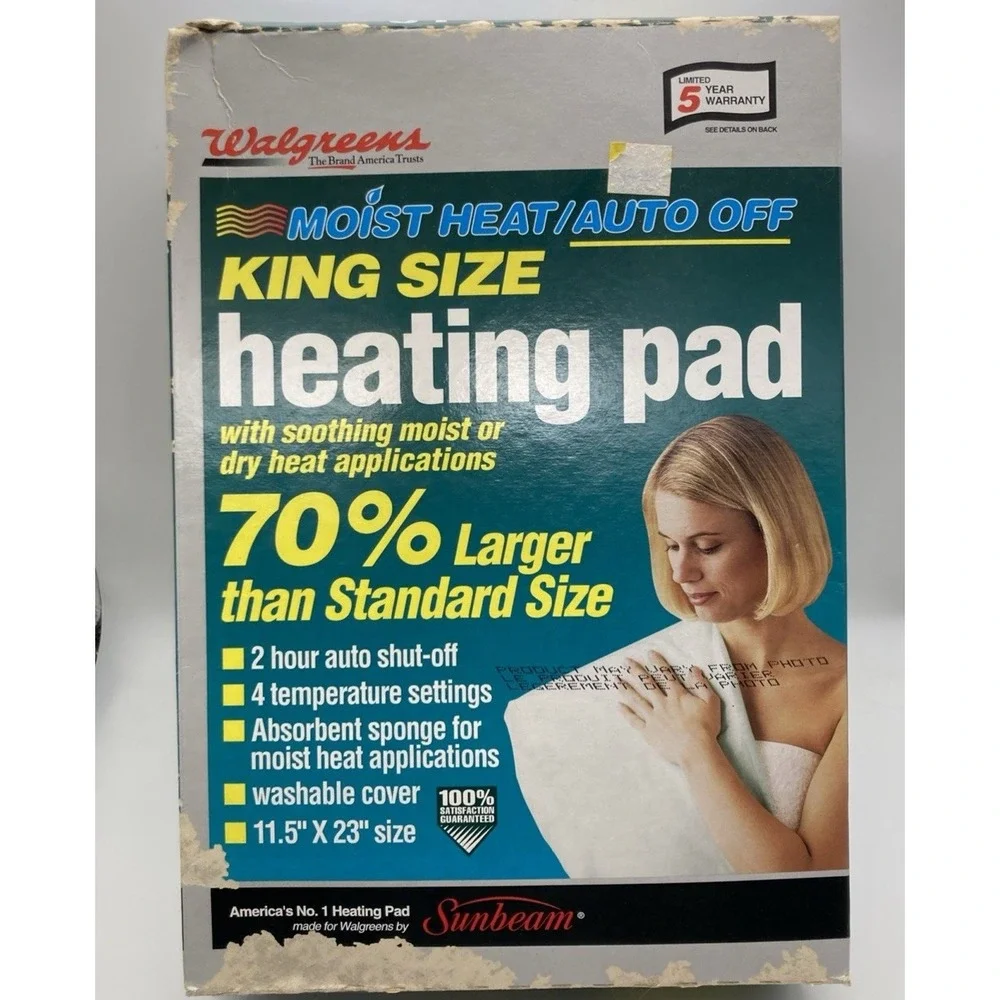Vintage 1990's WALGREENS KING SIZE HEATING PAD 2 HOURS AUTO OFF 4 SETTINGS New